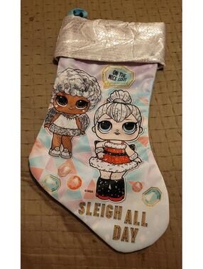 LOL Surprise Sleigh All Day Christmas Stocking Teal Silver Holiday Decor